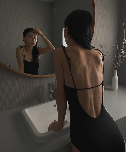Ameri（アメリ）の「BACK OPEN RIBBON SWIM WEAR（水着）」 - WEAR