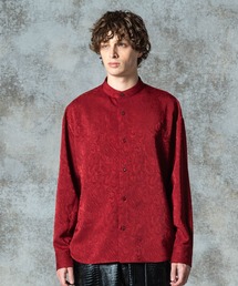 メンズのシャツ/ブラウス（レッド/赤色系・スタンドカラー