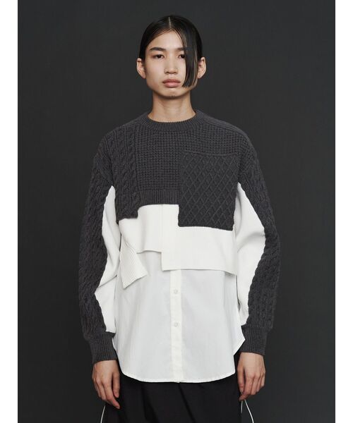 UN3D.（アンスリード）の「CABLE LAYER SHORT KNIT TOP / ケーブル