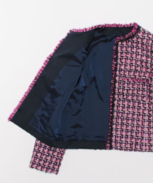 ANAYI（アナイ）の「ラメモールツイードクルー ジャケット（ノーカラー