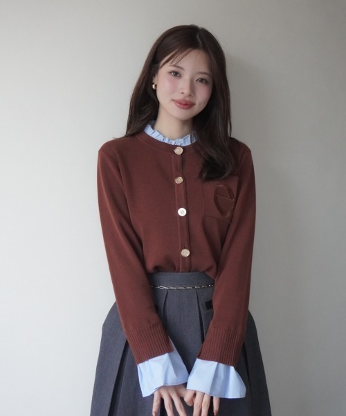 再入荷/14色展開】Attached collar ニットジャケット（ノーカラー