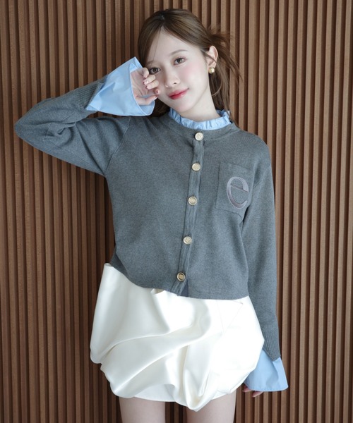 再入荷/14色展開】Attached collar ニットジャケット（ノーカラー