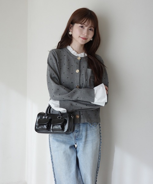 再入荷/14色展開】Attached collar ニットジャケット（ノーカラー