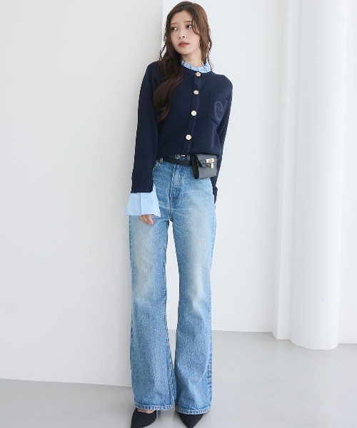 再入荷/14色展開】Attached collar ニットジャケット（ノーカラー