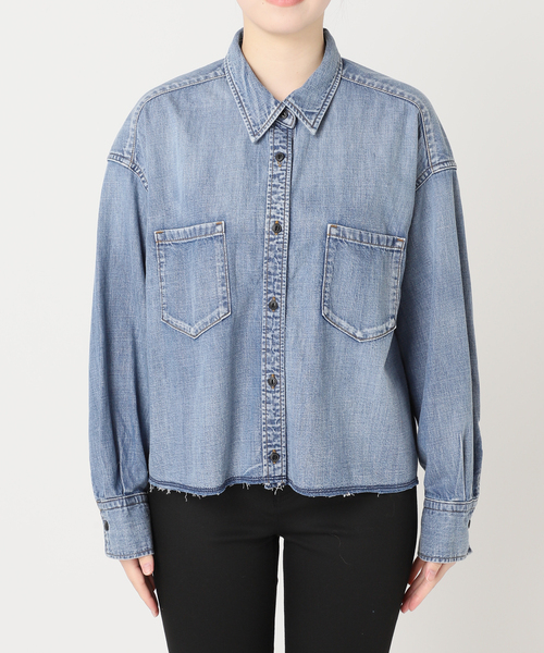 追加2》ライトオンスデニムクロップドシャツ（シャツ/ブラウス