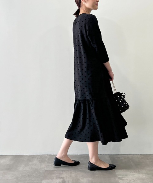 フロッキードットロングワンピース（ワンピース）｜PICCIN PERLA