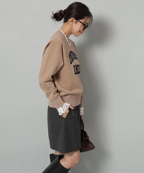 袖レースフロッキーロゴスウェット（Tシャツ/カットソー）｜Arpege