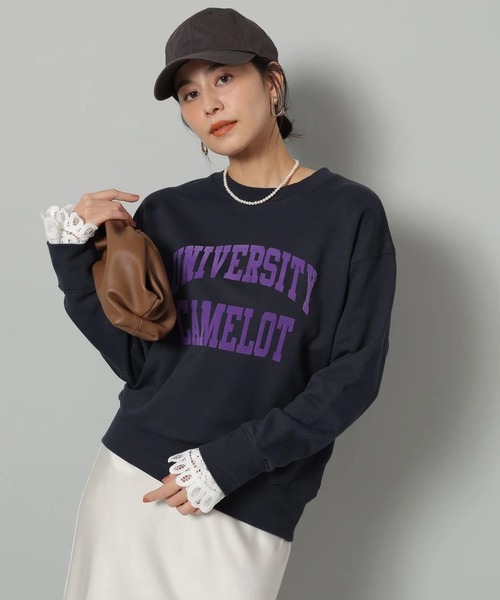 袖レースフロッキーロゴスウェット（Tシャツ/カットソー）｜Arpege