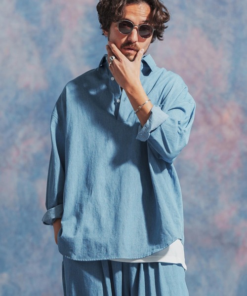 ms5587- リネン混デニムプルオーバーシャツ（シャツ/ブラウス）｜Jih