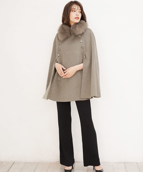 Filomo]カシミヤブレンドウール ダブルフェイスケープ（ポンチョ