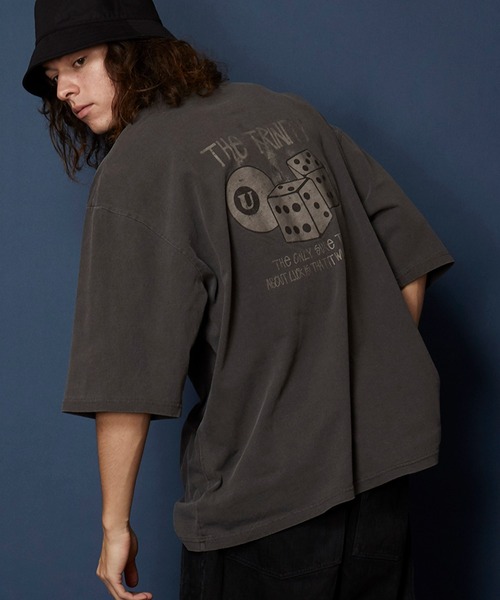 セール】ヴィンテージライク 古着風 綿100％ピグメント加工TプリントT