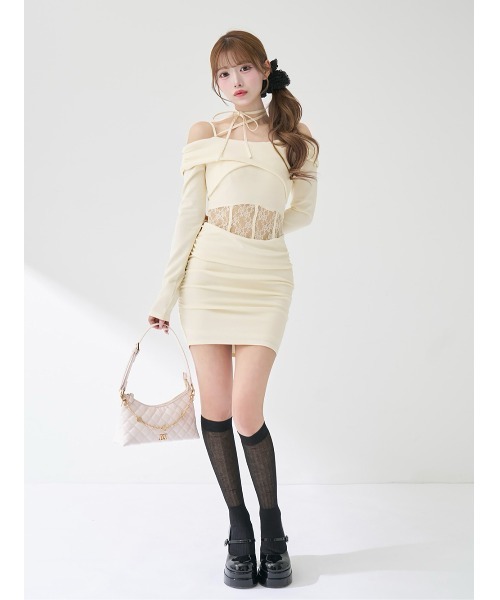 ダーリッチ 新品未使用タグ付き コルセットレースカットミニワンピース