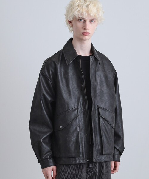 シンセティックレザーフライトジャケット（ブルゾン）｜tk.TAKEO