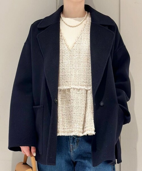 プレミアムウールリバー オープンカラーショートコート（その他
