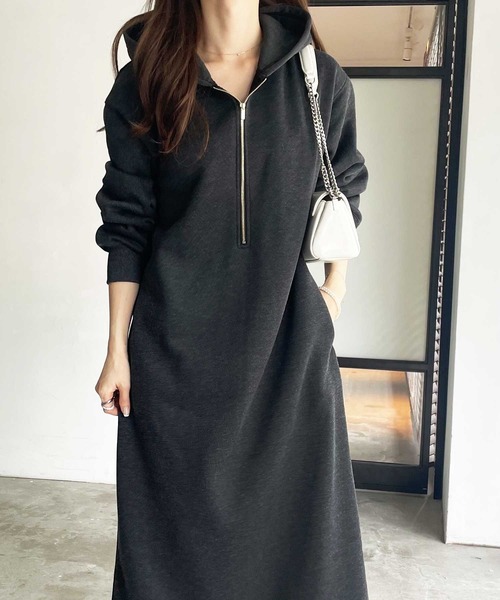 セール】【新色追加/M-3Lサイズ】ハーフジップ裏起毛スウェット