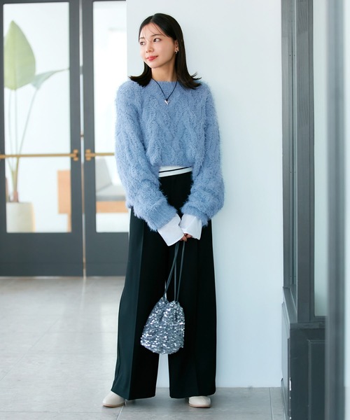 VIS（ビス）の「モールファーケーブルニット（ニット/セーター）」 - WEAR