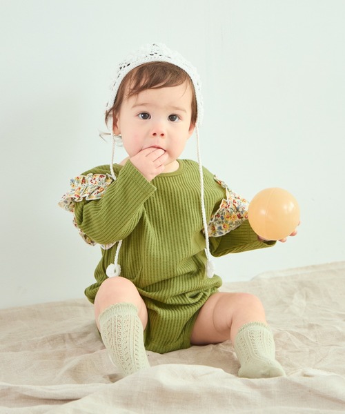 セール】【リンクコーデ】【ベビー】 ワッフル 袖フリル アソート 長袖