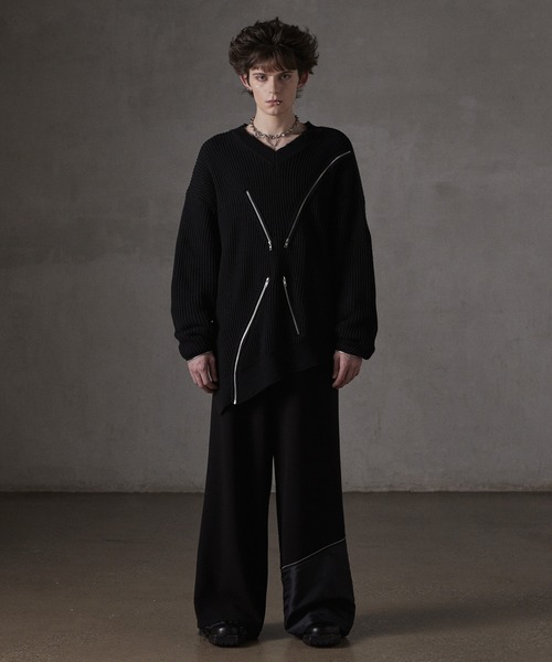 GRANCY】ZipDesign Asymmetry Knit / ジップデザイン アシンメトリー