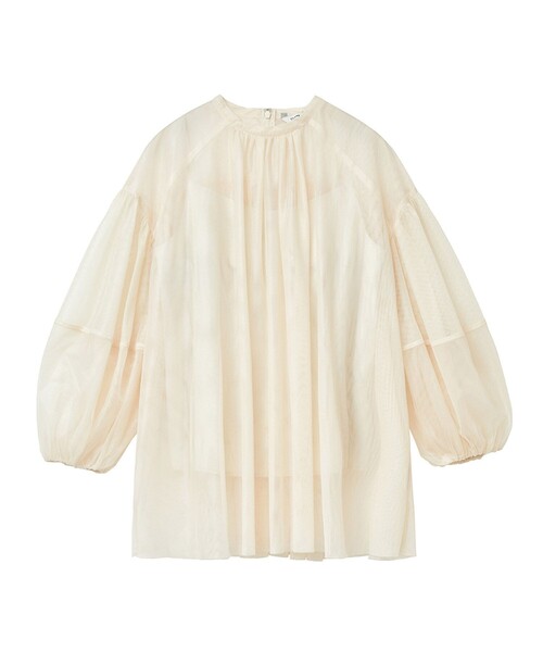 CLANE/クラネ】SHEER TULLE BALLOON SLEEVE TOPS/シアーチュール