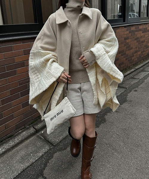 WILLFULLY（ウィルフリー）の「jacquard knit docking poncho CO