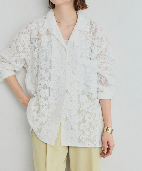 レースオープンカラーシャツ（シャツ/ブラウス）｜Spick & Span