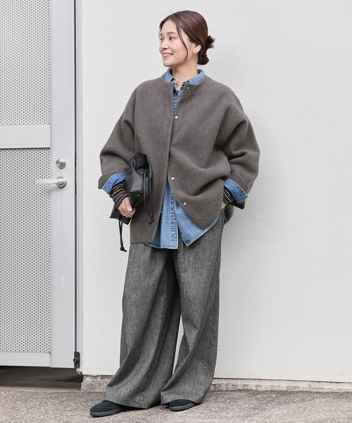 セール】ダブルフェイスコクーンニットジャケット（カーディガン