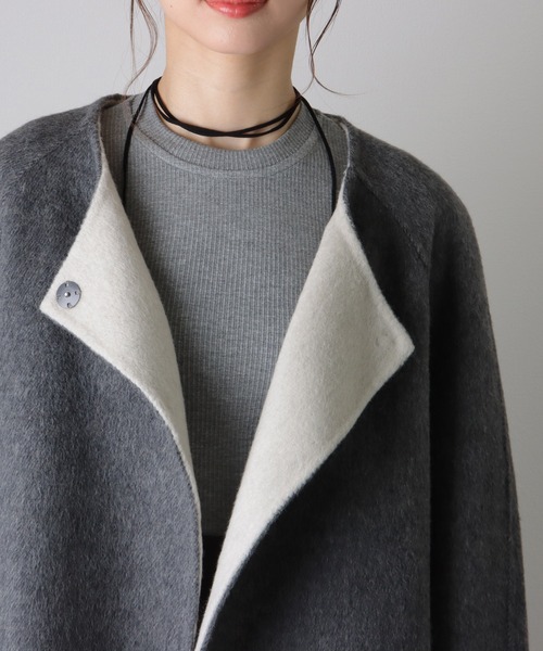 scarf double face wool coat /マフラー付きダブルフェイスウール