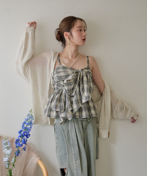 mideal（マイディール）の「ombre check double ribbon bustier