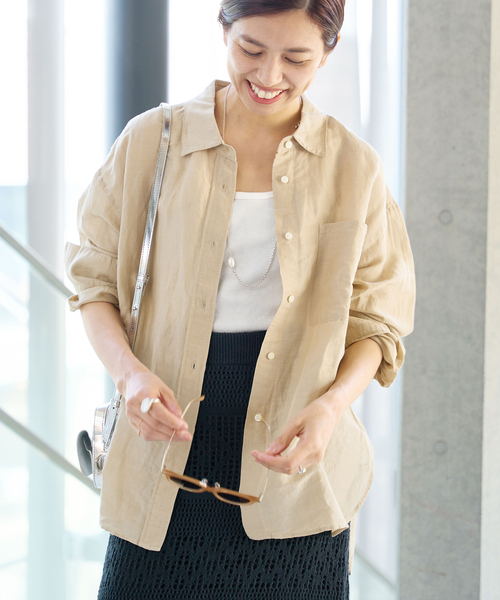 IENA（イエナ）の「ラミーリヨセルスリットシャツ（シャツ/ブラウス