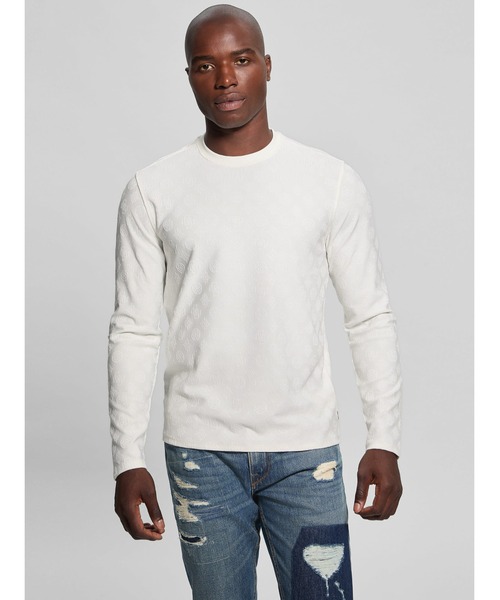 LS Tonal Peony Jacquard Crew 長袖Tシャツ | GUESS(ゲス) JAPAN 公式