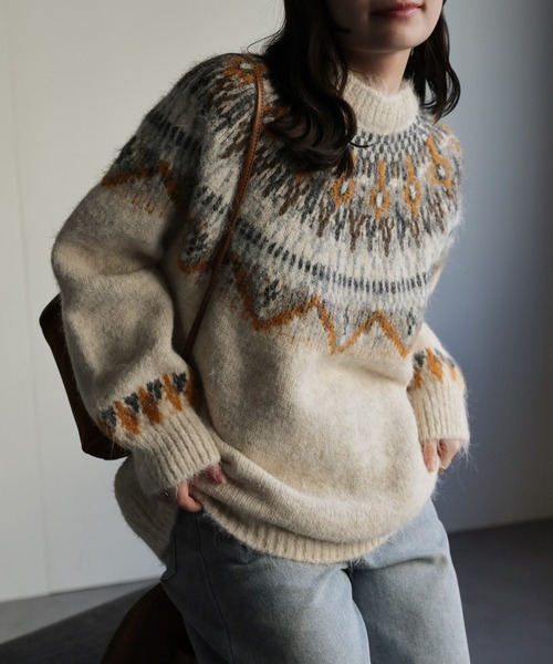 セール】ノルディック柄ニットプルオーバー（ニット/セーター）｜ap