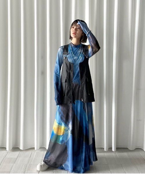 Ameri（アメリ）の「ELIZABETH STAINED GLASS SHEER DRESS（ワンピース