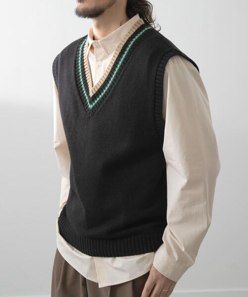 セール】ウール混チルデンVネックニットベスト（ベスト）｜ITEMS