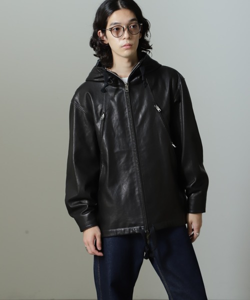 schott（ショット）の「Schott/別注 レザー フードパーカー（ブルゾン