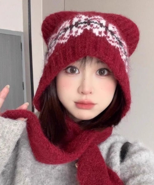 ベアマフラーニット帽（ニットキャップ/ビーニー）｜Vipoa（ヴィポア
