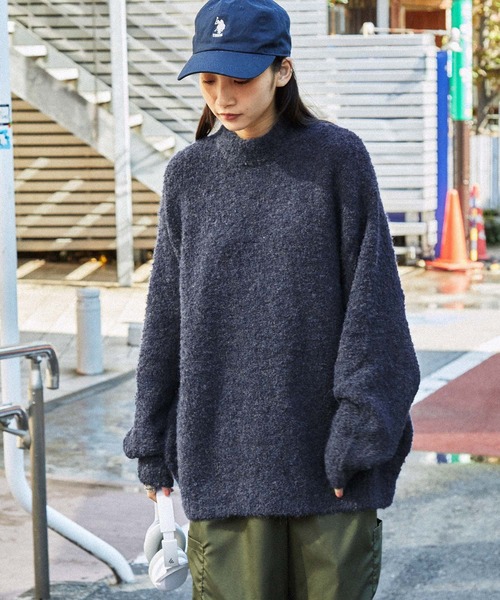 retock's】ループヤーン ビッグシルエットモックネックニット MONO