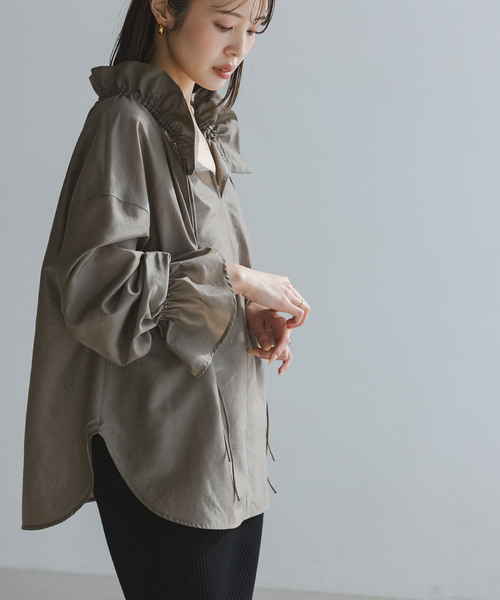 2WAYストリングスラッフルロングスリーブブラウス（シャツ/ブラウス