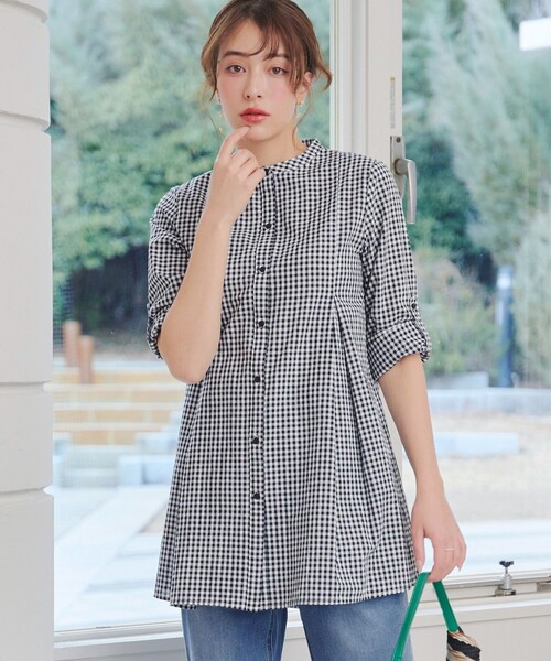 バンドカラーシャツチュニックブラウス（シャツ/ブラウス）｜Tiaclasse