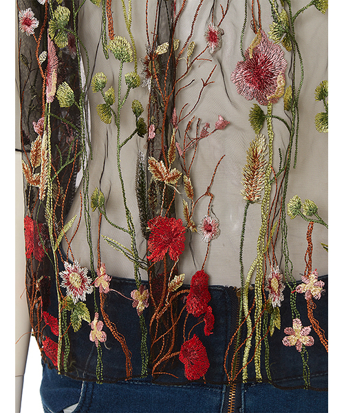 Color（カラー）の「フラワー刺繍シアートップス（シャツ/ブラウス