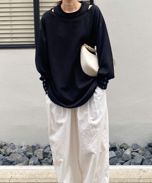 レイヤードデザインワッフルトップス(kiharu original) / サーマル