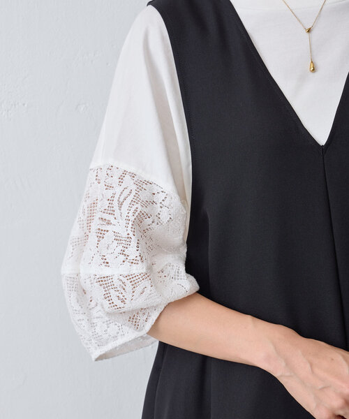 BEARDSLEY（ビアズリー）の「袖レースカットソー（Tシャツ/カットソー