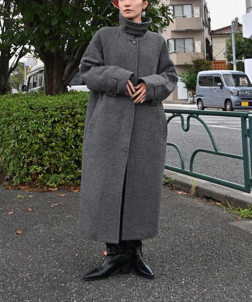 hound tooth soutien collar quilting coat（その他アウター