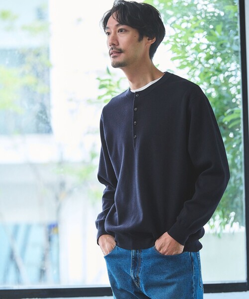 セール】ダブルフェイス ヘンリーネック ニット（ニット/セーター