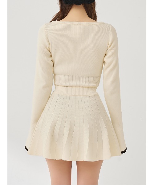 ウエストオープンリボンデザインニットミニワンピース（ワンピース