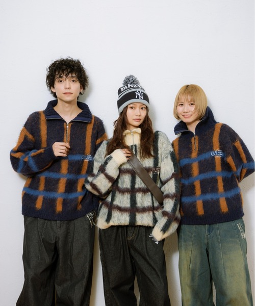 check half zip knit / チェックハーフジップニット（ニット/セーター