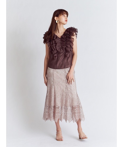 SNIDEL（スナイデル）の「バックデザインフリルブラウス（シャツ