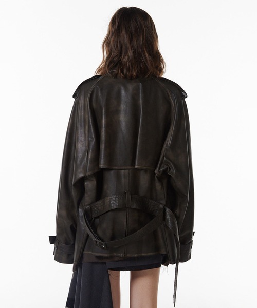 JOSEMOON/ジョゼムーン】FAUX LEATHER TRENCH JACKET/フォーレザー