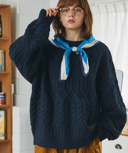 ケーブルアランニットプルオーバー（ニット/セーター）｜MONO-MART