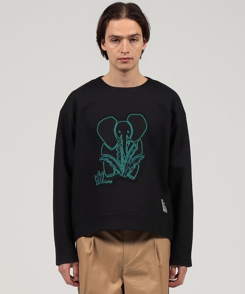 CABaN ウールコットンダブルフェイス エンブロイダリープルオーバー