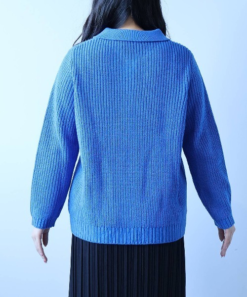 セール】【L～5L 大きいサイズ】襟付きニットジャケット（カーディガン